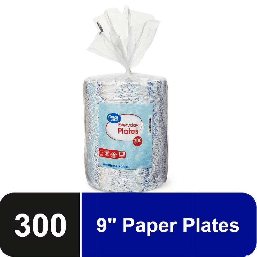 Great Value Everyday Strong, Soak Proof, Microwave Safe, Disposable Paper Plates